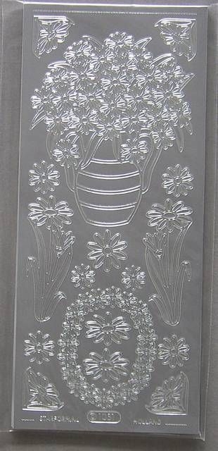 Stickerbogen Vase mit Blumen silber