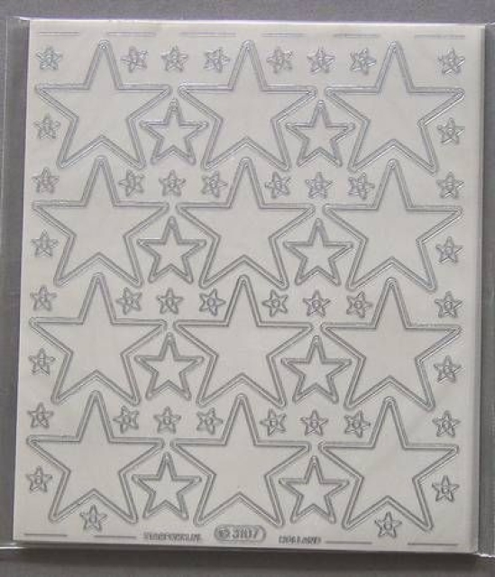 Stickerbogen Sterne Jumbo-Grösse silber