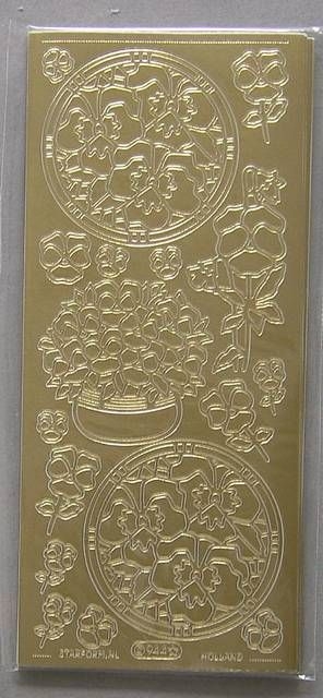 Stickerbogen Blumen und Blumen in Kreisen gold