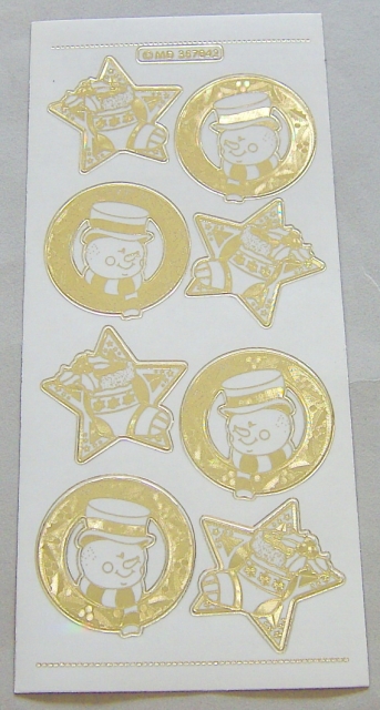 MD Sticker transparent Snowman Christmas sock gold