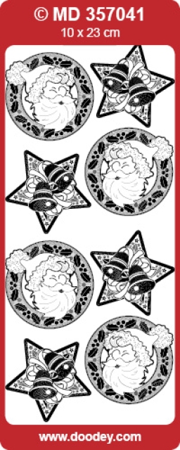 MD Sticker transparent silber Santa Claus Bells