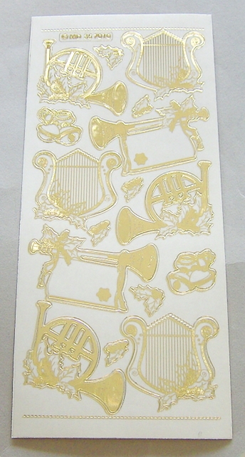 MD Sticker transparent Christmas music instruments gold