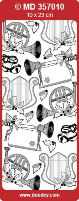 MD Sticker transparent Christmas music instruments gold