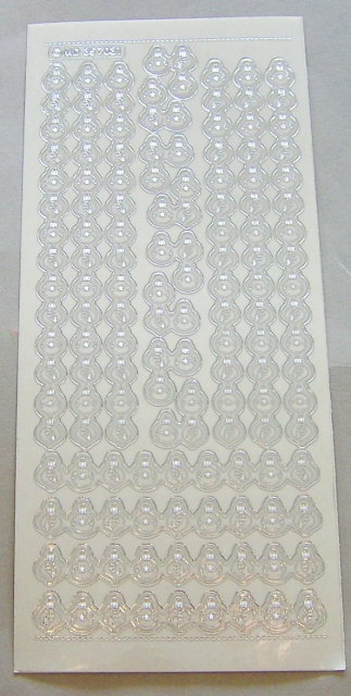 MD Sticker transparent Border Corner Christmas Baubles silber