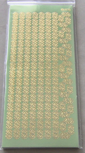 Stickerbogen 10 x 23 cm Spitzenbordüren und Ecken Gold-Spiegelfolie grün