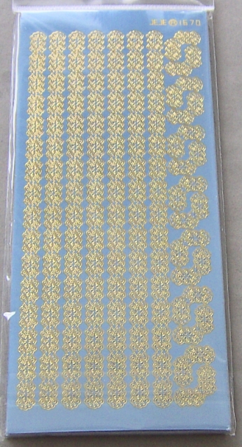 Stickerbogen 10 x 23 cm Spitzenbordüren und Ecken Gold-Spiegelfolie blau