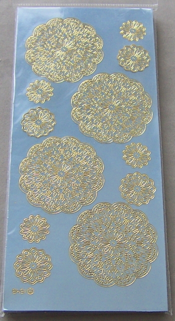 Stickerbogen 10 x 23 cm Blumenornamente Gold-Spiegelfolie blau