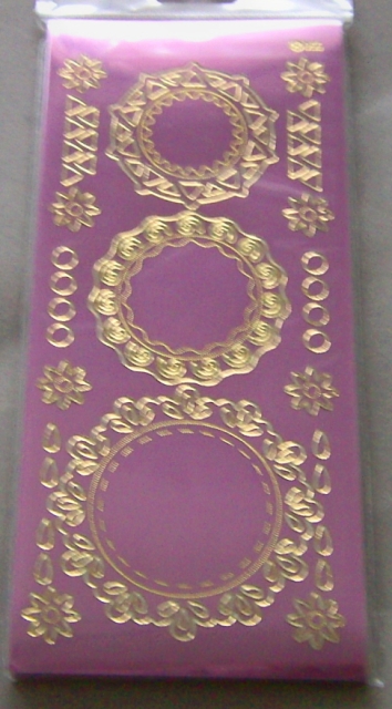 Stickerbogen 10 x 23 cm Spitzendecken rund Gold-Spiegelfolie rosé