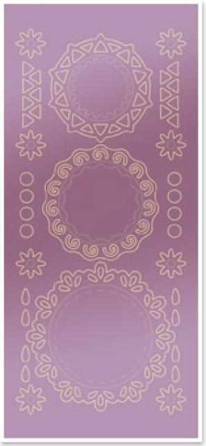 Stickerbogen 10 x 23 cm Spitzendecken rund Gold-Spiegelfolie rosé