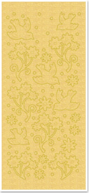Stickerbogen 10 x 23 cm Vögel und Blumen gold-perlmutt-gold