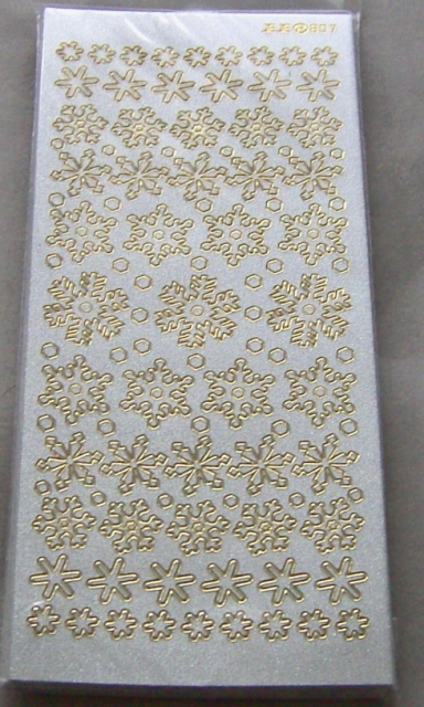 Stickerbogen 10 x 23 cm Perlmutt Eiskristalle gold-perlmutt-silber