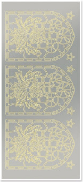 Stickerbogen 10 x 23 cm Weihnachtsfenster Gold-Spiegelfolie silber