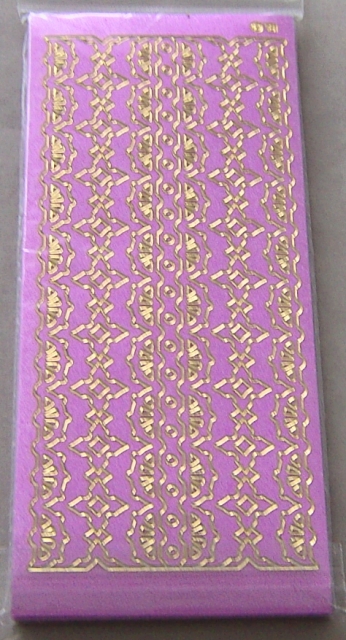 Stickerbogen 10 x 23 cm Perlmuttränder mit Spitzenmuster 1 gold-perlmutt-rosa