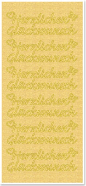 Stickerbogen 10 x 23 cm "Herzlichen Glückwunsch" sehr groß gold-perlmutt-gold