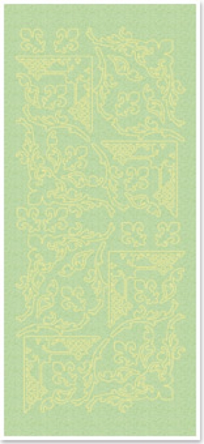 Stickerbogen 10 x 23 cm Perlmuttecken mit französischen Lilien gold-perlmutt-grün