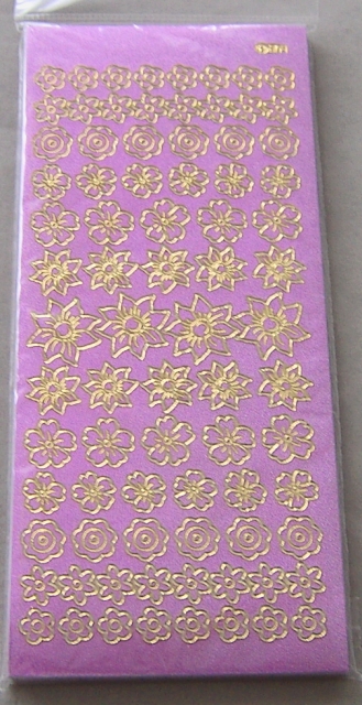 Stickerbogen 10 x 23 cm Kleine Blüten gold-perlmutt-rosa