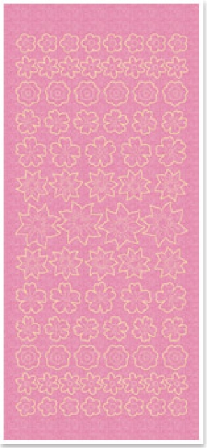 Stickerbogen 10 x 23 cm Kleine Blüten gold-perlmutt-rosa