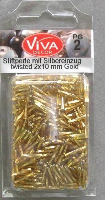 VIVA Stiftperlen 17 Gramm Silbereinzug twisted 2 x 10 gold
