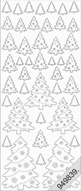 Stickerbogen 10 x 23 cm transparent Baum klein Glitter silber