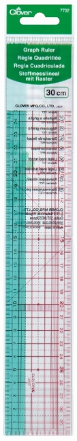 CLOVER Flexibles Stoffmesslineal 30 cm mit Raster