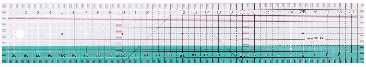 CLOVER Flexibles Stoffmesslineal 30 cm mit Raster
