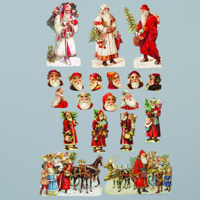 Glanzbilder Set Weihnachtsmänner Streuer