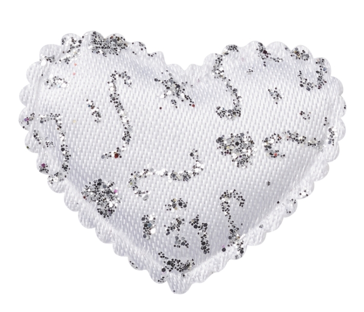 Streu-Herzen weiss-glimmer 30 mm Box mit 20 Stück