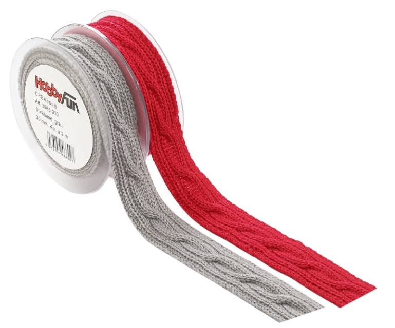 Strickband pro Meter 3 cm breit rot