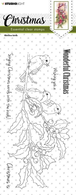 Studio Light Christmas Slimline Birds Essentials Clear Stamps