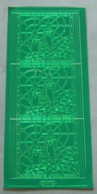 Stickerbogen 10 x 23 cm Weihnachtskerzen grün