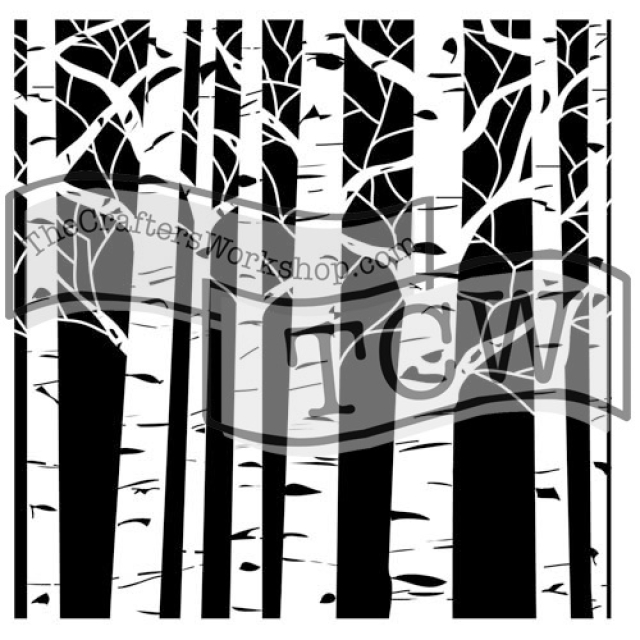 The Crafter's Workshop Aspen Trees 12 x 12 Inch Stencil Schablone
