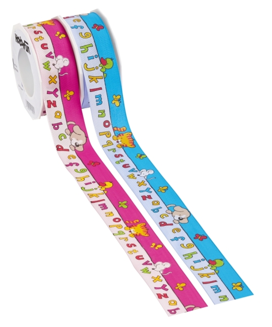 Band Tiere / ABC 40 mm pro Meter cyclam / rose