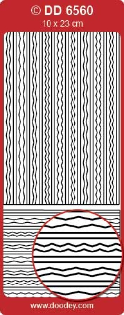 Stickerbogen 10 x 23 cm Frames / Lines Wave Rahmen / Linien Wellen schwarz glänzend