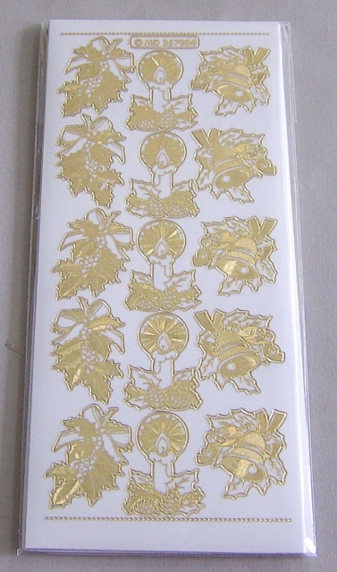 MD Sticker transparent gold Xmas Branch Candle Bell Weihnachts- Zweig, Kerze, Glocke
