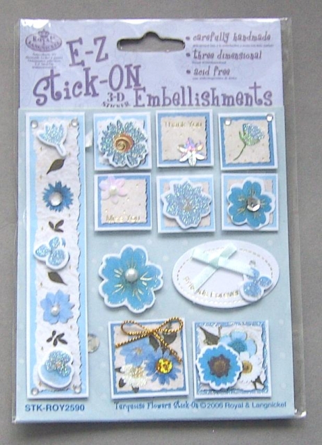 Royal Langnickel Stick-on 3 D Sticker Turquoise Flowers