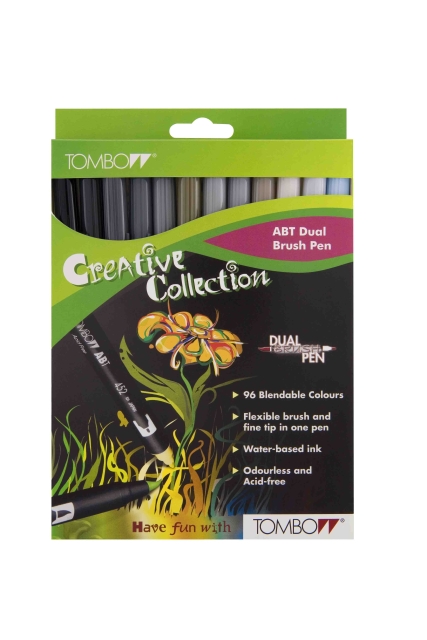 TOMBOW Dual Brush Pen Grautöne Set mit 12 Stiften