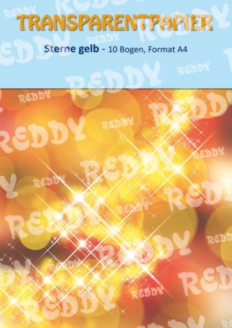 Reddy Cards Transparentpapier A4 bedruckt pro Bogen Sterne gelb