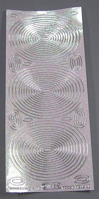 Stickerbogen 10 x 23 cm transparent Oval silber Flitter