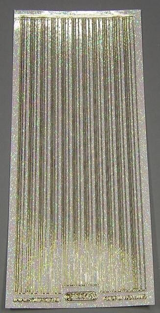 Stickerbogen 10 x 23 cm transparent Rand gerade gold Flitter