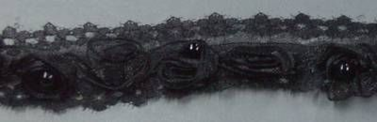 Fantasieband mit schwarzen Perlen ca. 2 cm breit pro Meter