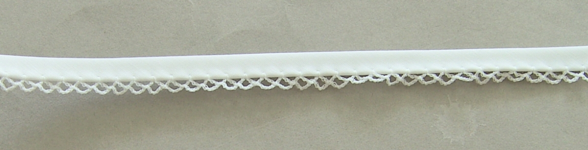 Abschlußband mit Spitze ca. 14 mm je Meter weiss