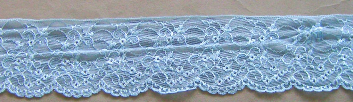 Elastische Raschelspitze 80 mm je Meter hellblau