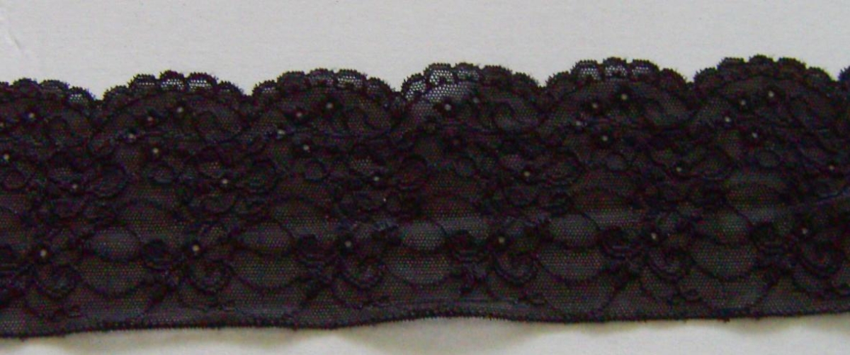 Elastische Raschelspitze 80 mm je Meter schwarz