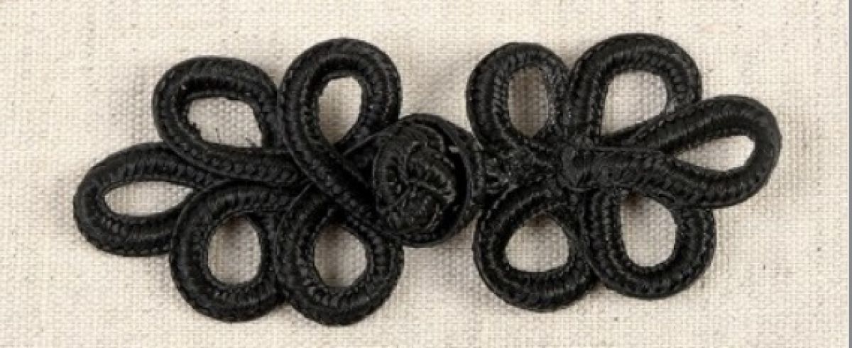 Posamentenverschluß 2 Stück schwarz 3 x 8 cm