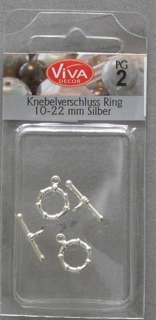 VIVA Knebelverschluß Ornament silber 0 - 12 mm, 2 Stück