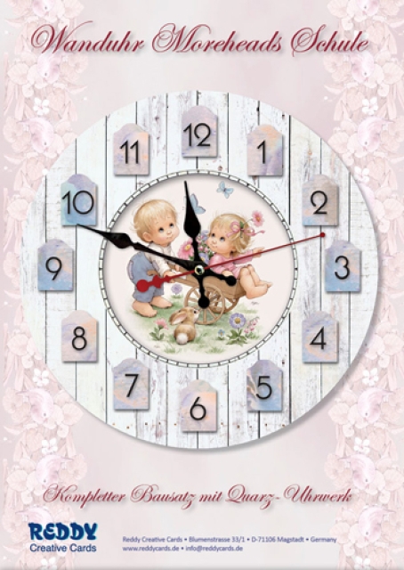 Reddy Cards Wanduhr Moreheads Kinder mit Schubkarren