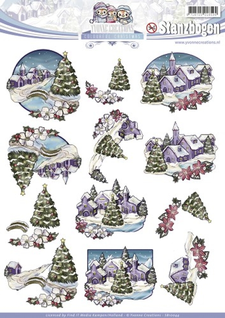 Yvonne Creations 3D Stanzbogen Colourful Christmas