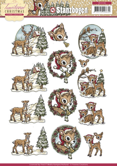 Yvonne Creations 3D Stanzbogen Traditional Christmas