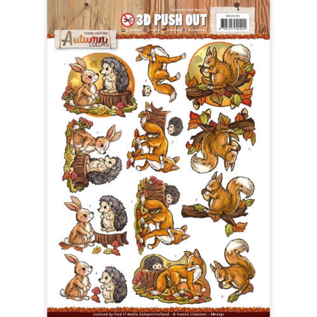Yvonne Creations 3D Stanzbogen Autumn Colors Animals