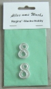 Wachs Zahl "8" glänzend, 25 mm silber